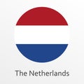 Flag of Holland round icon or badge. The Netherlands circle button. Dutch national symbol. Vector illustration Royalty Free Stock Photo